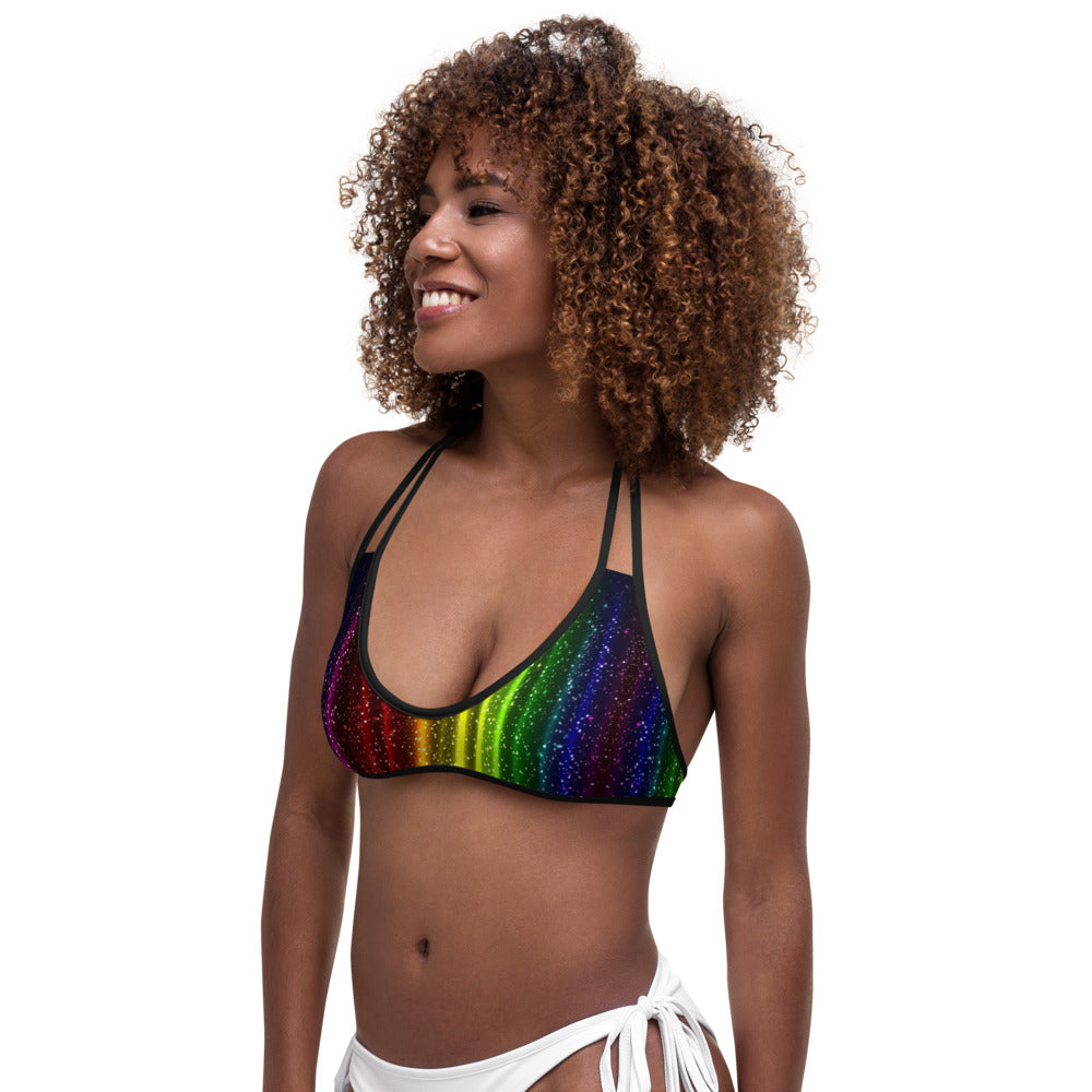 Rainbow Streak Coruscate Bikini Top