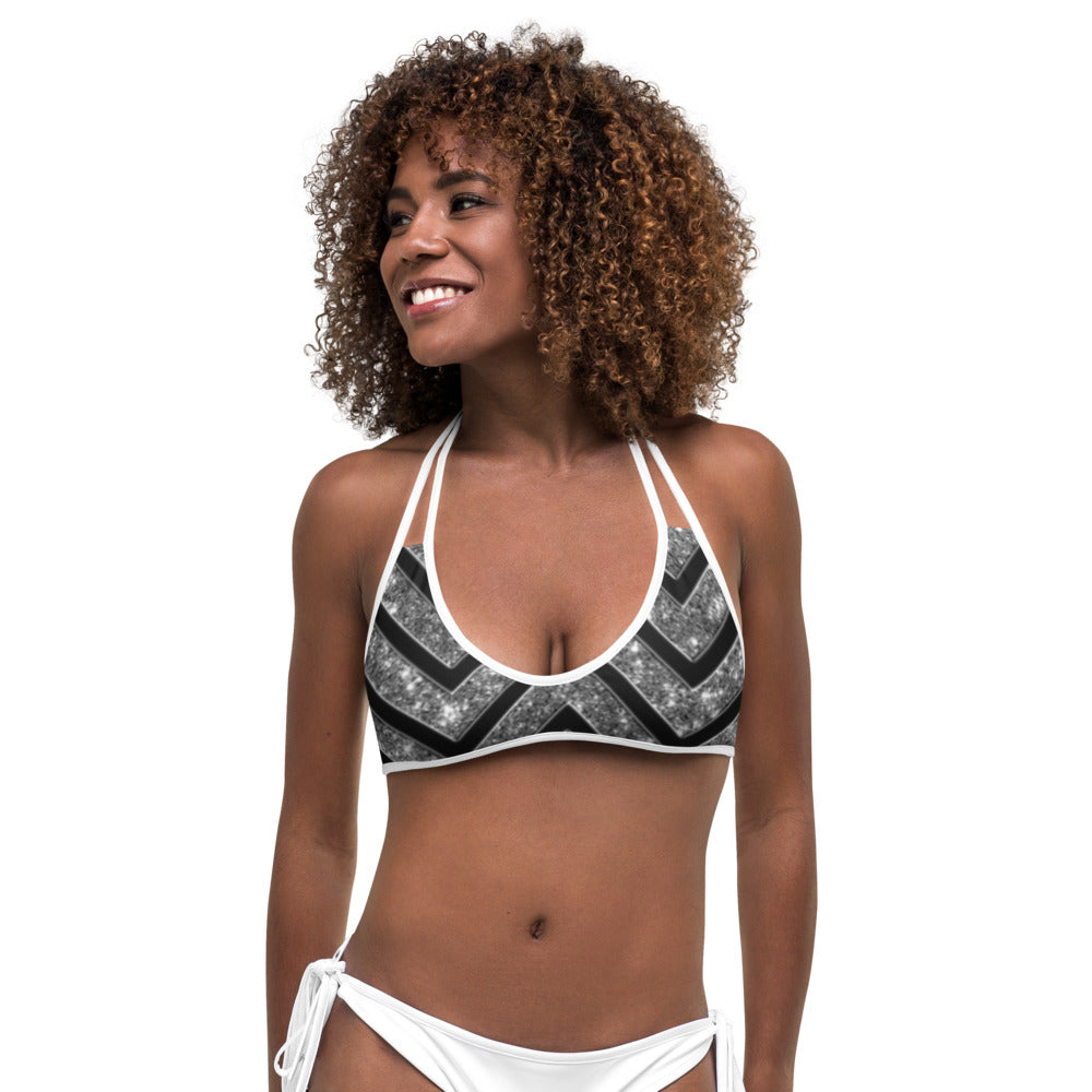 Silver n Black Coruscate Bikini Top