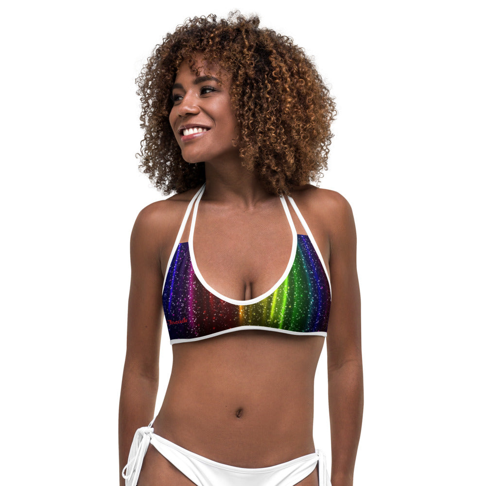 Rainbow Streak Coruscate Bikini Top