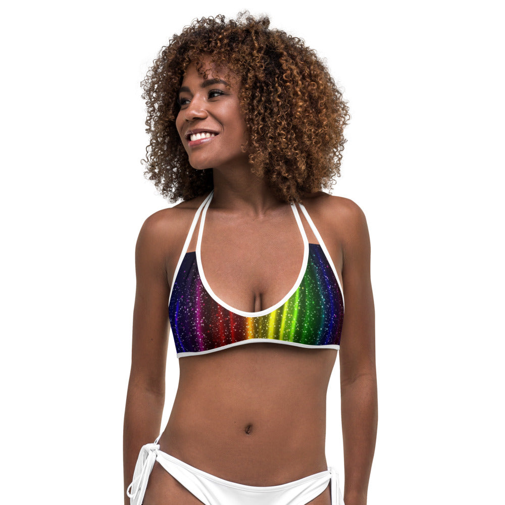 Rainbow Streak Coruscate Bikini Top