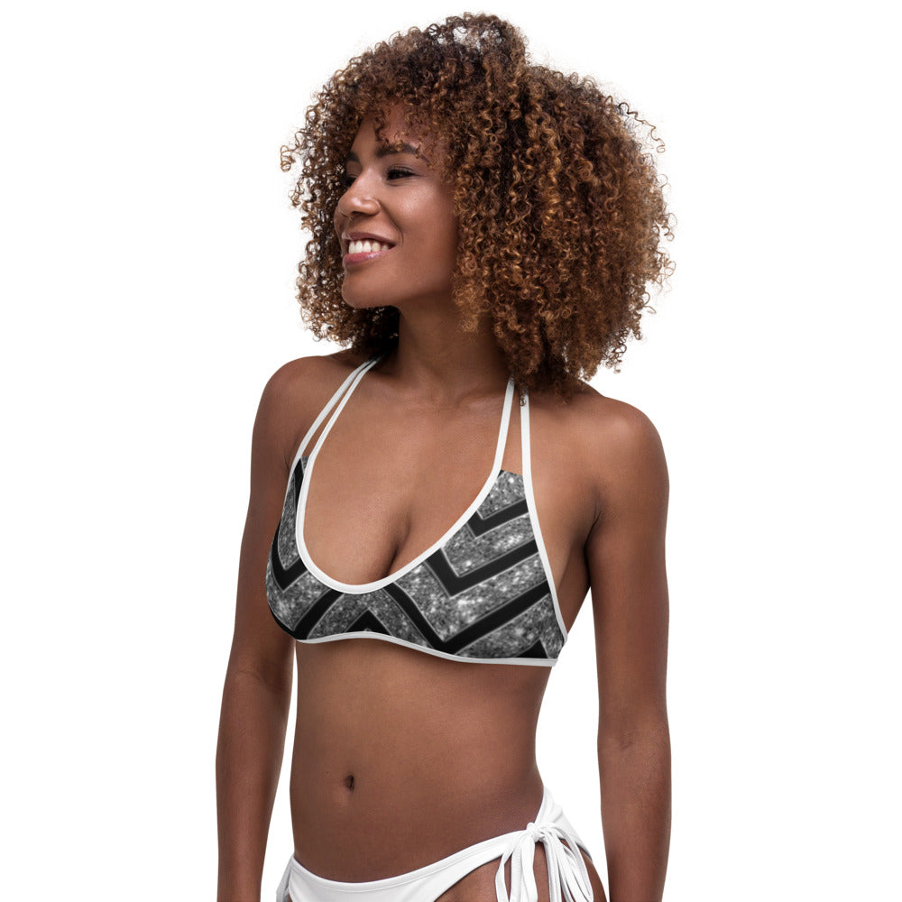 Silver n Black Coruscate Bikini Top