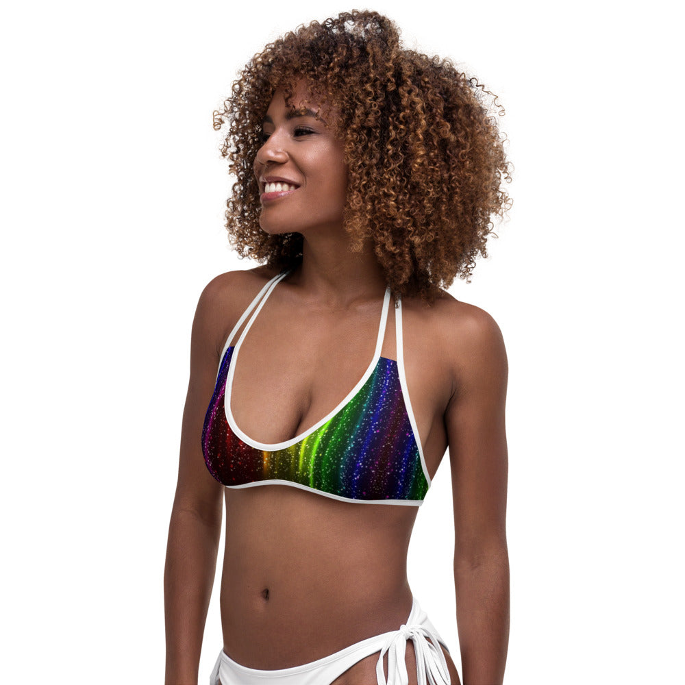 Rainbow Streak Coruscate Bikini Top