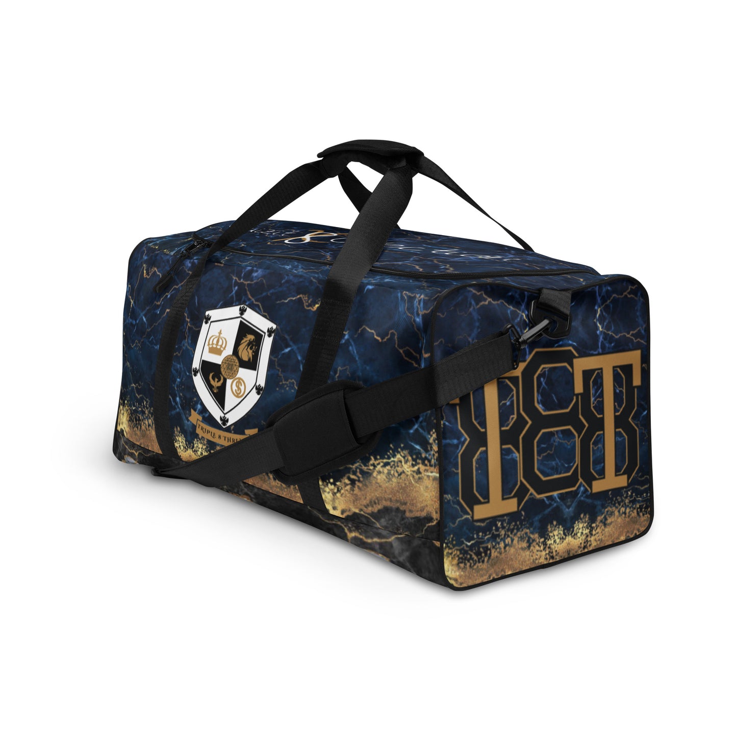 8xquiZit Collection Tri-color Blue, Gold, & White Duffle bag