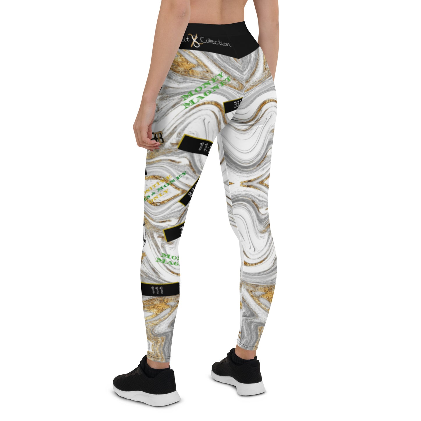 8xquiZit Collection T8T Women's White Marble Manifestation Leggings