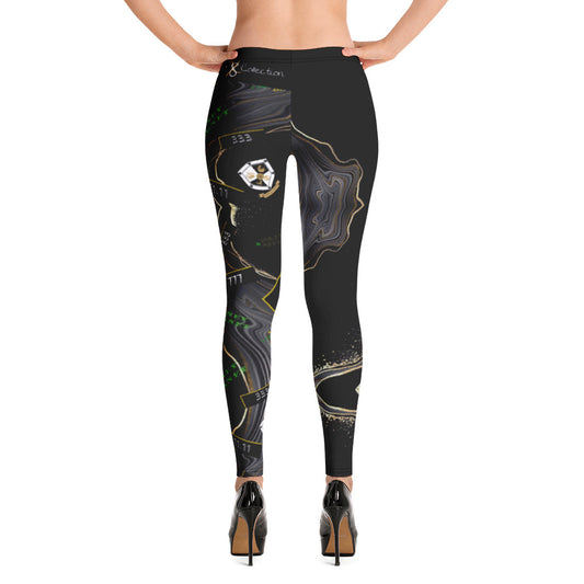 8xquiZit Collection - Women's Deep Black n Gold Marble Leggings