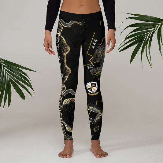 8xquiZit Collection - Women's Deep Black n Gold Marble Leggings