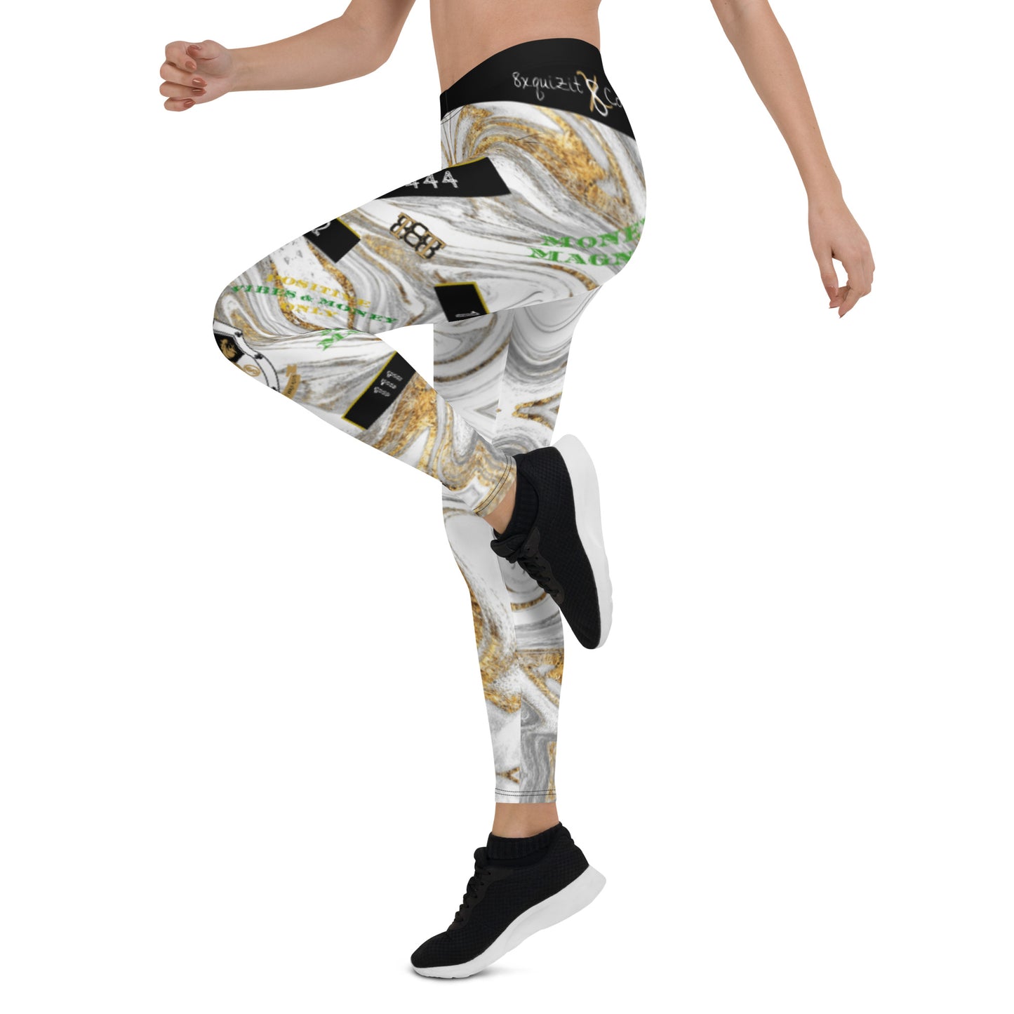 8xquiZit Collection T8T Women's White Marble Manifestation Leggings