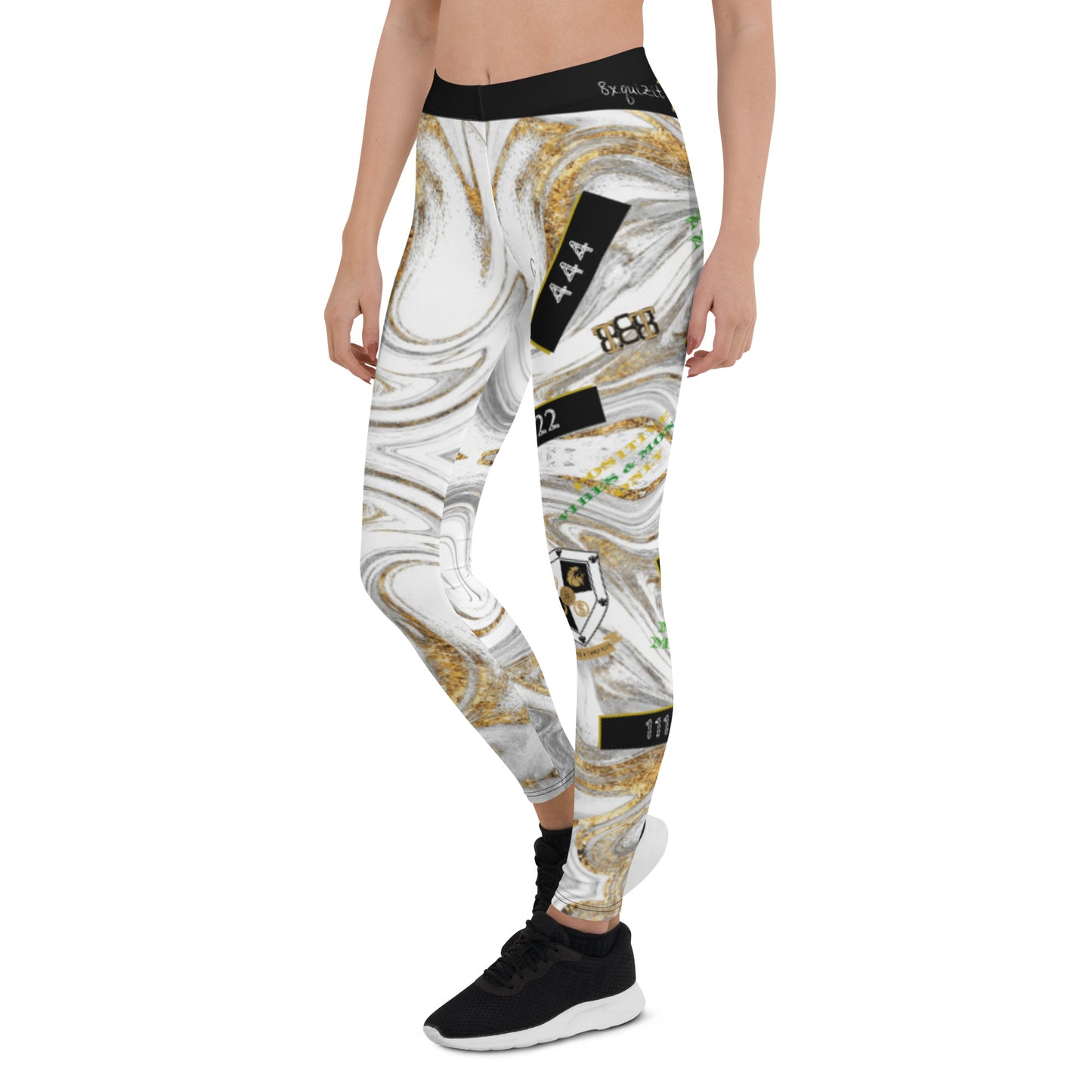 8xquiZit Collection T8T Women's White Marble Manifestation Leggings