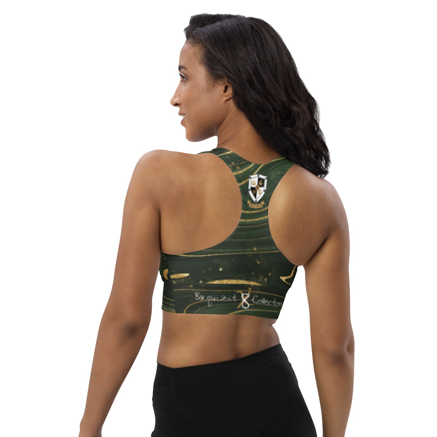 8xquiZit Collection - Green Luxury Longline Sports Bra