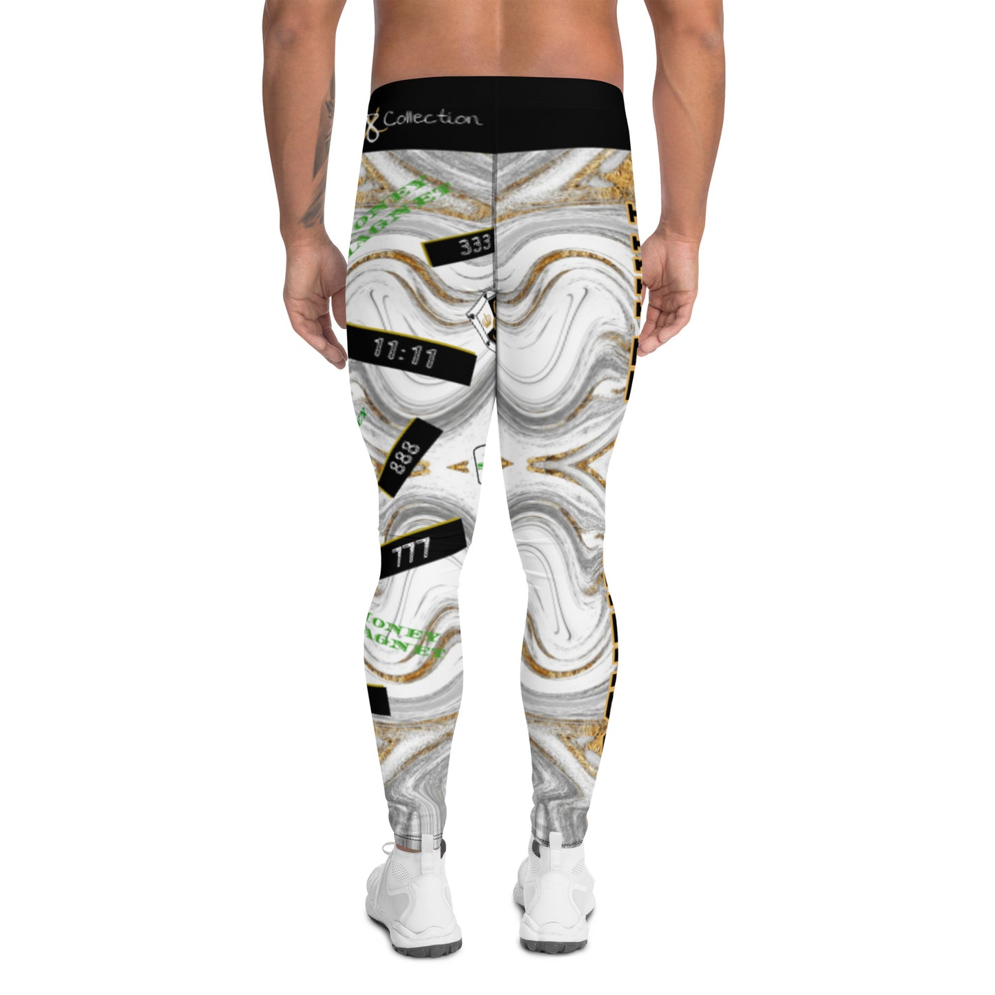 8xquiZit Collection T8T Men's White Marble Manifestation Leggings