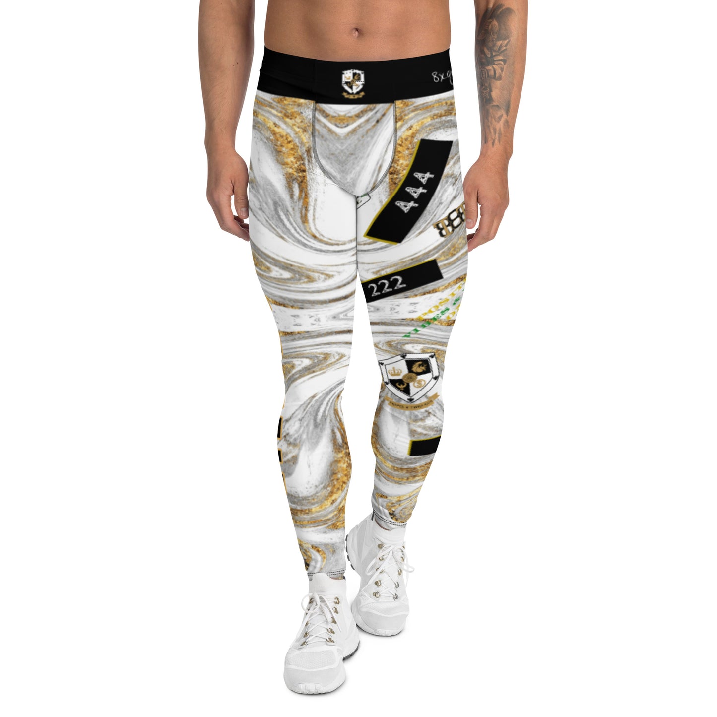 8xquiZit Collection T8T Men's White Marble Manifestation Leggings