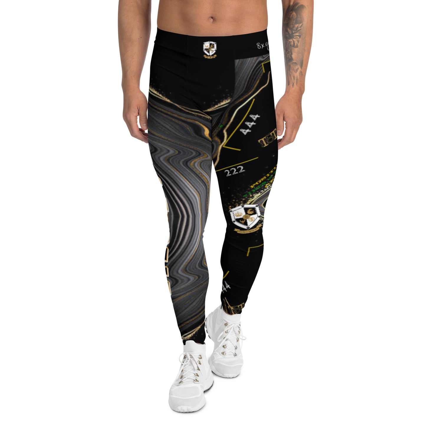 8xquiZit Collection - Men's Deep Black n Gold Marble Leggings