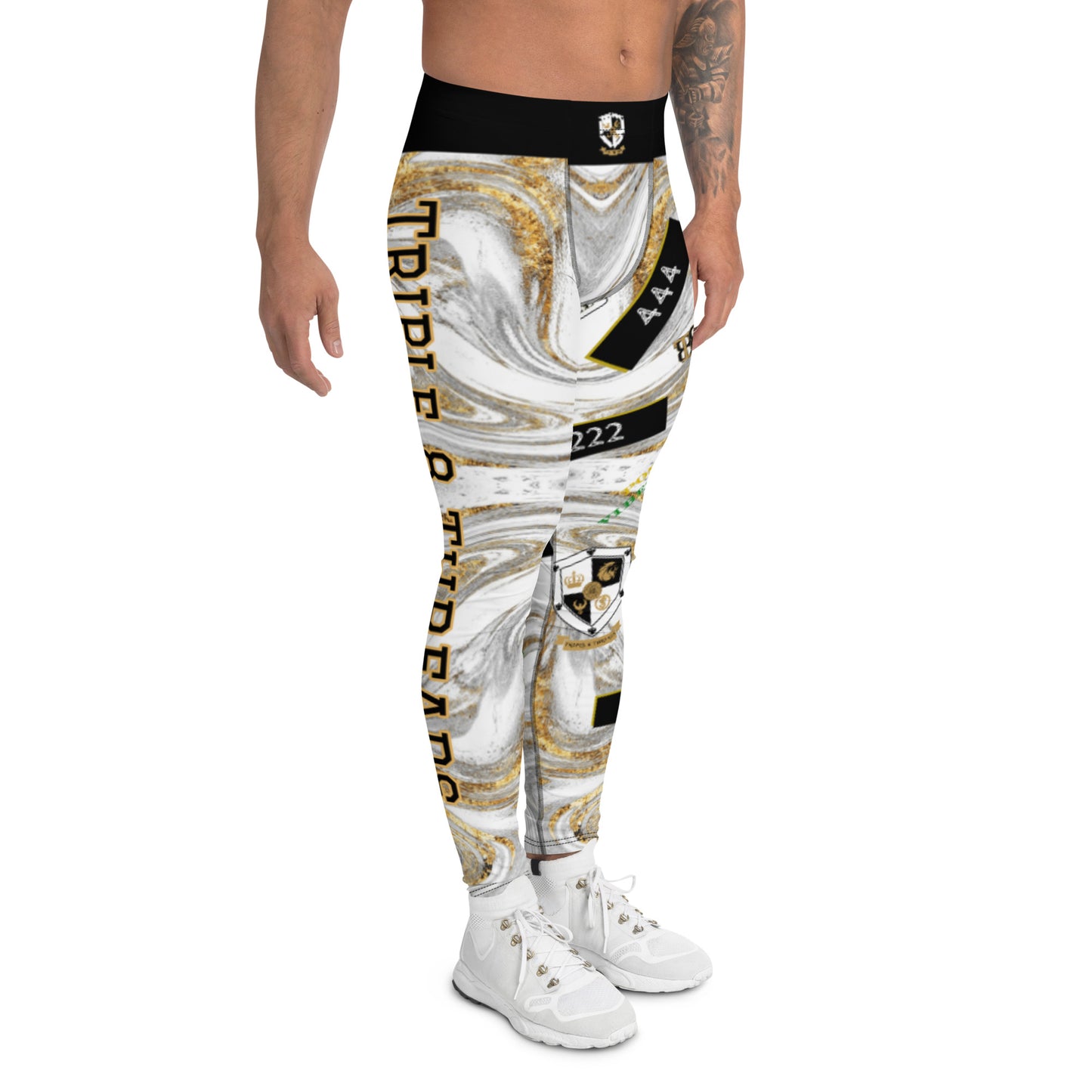 8xquiZit Collection T8T Men's White Marble Manifestation Leggings