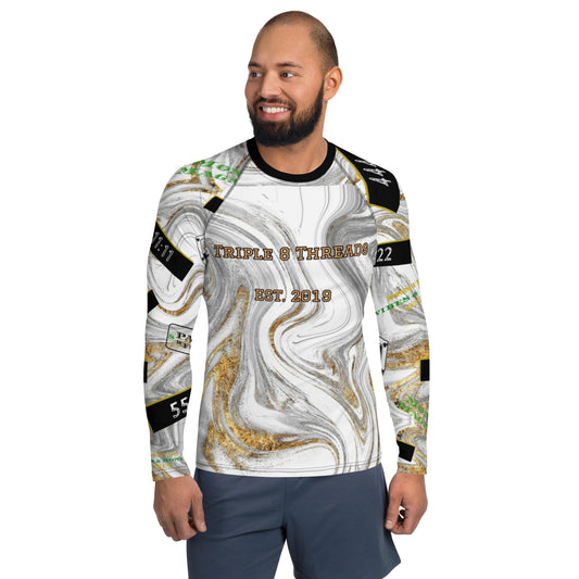 8xquiZit Collection T8T Men's White Marble Manifestation Long Sleeve Activewear