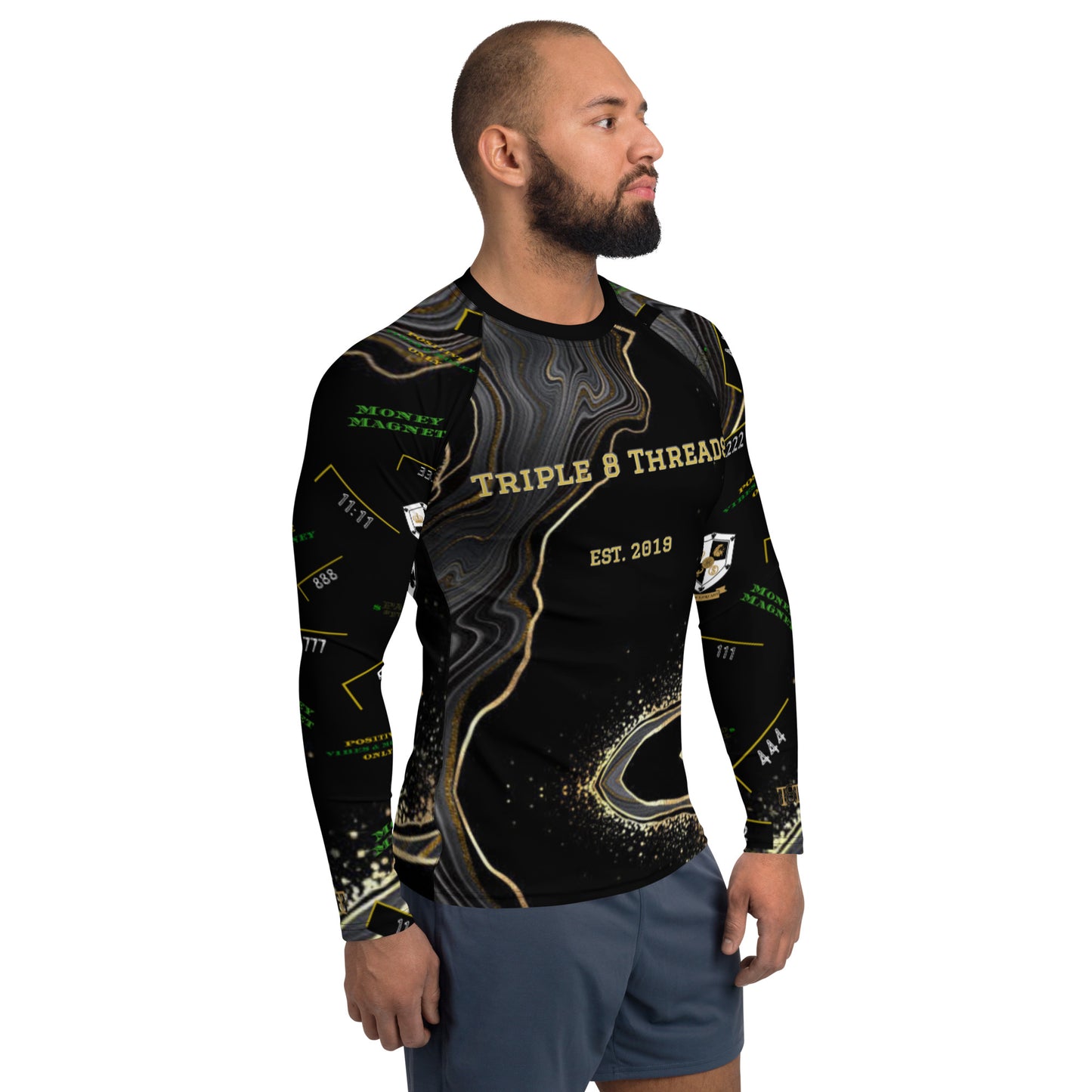 8xquiZit Collection - Men's Deep Black n Gold Marble Activewear