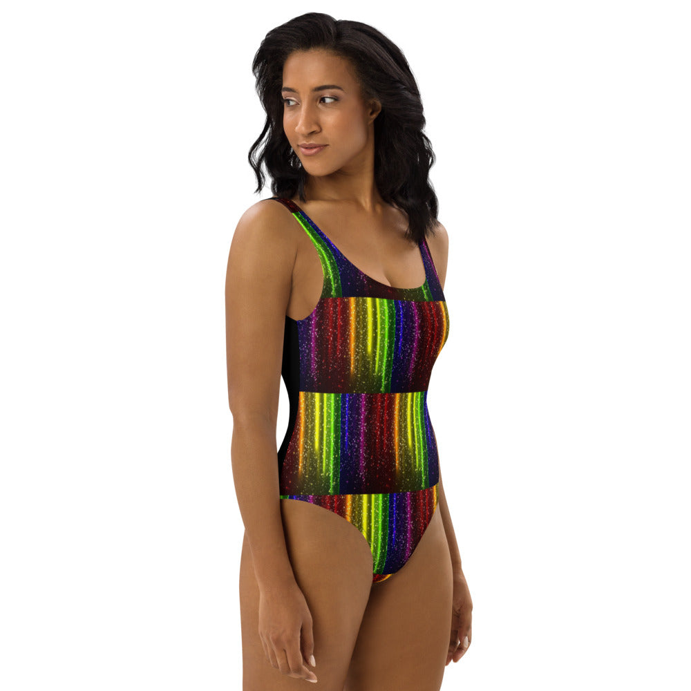 Rainbow Streak Coruscate One-Piece Swimsuit