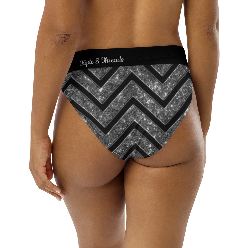 Silver n Black Coruscate High-Waisted Bikini Bottom