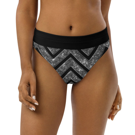 Silver n Black Coruscate High-Waisted Bikini Bottom