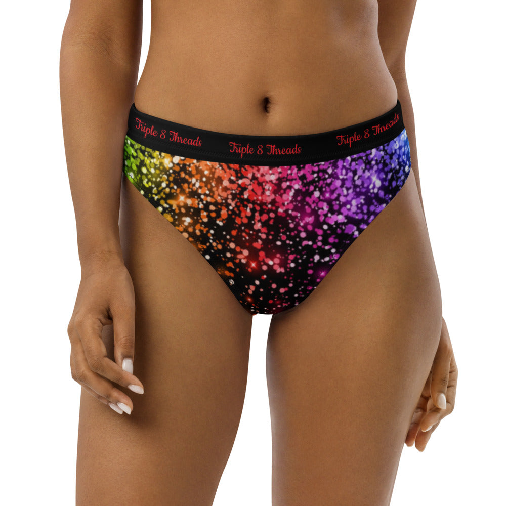 Black Rainbow Coruscate High-waisted bikini bottom