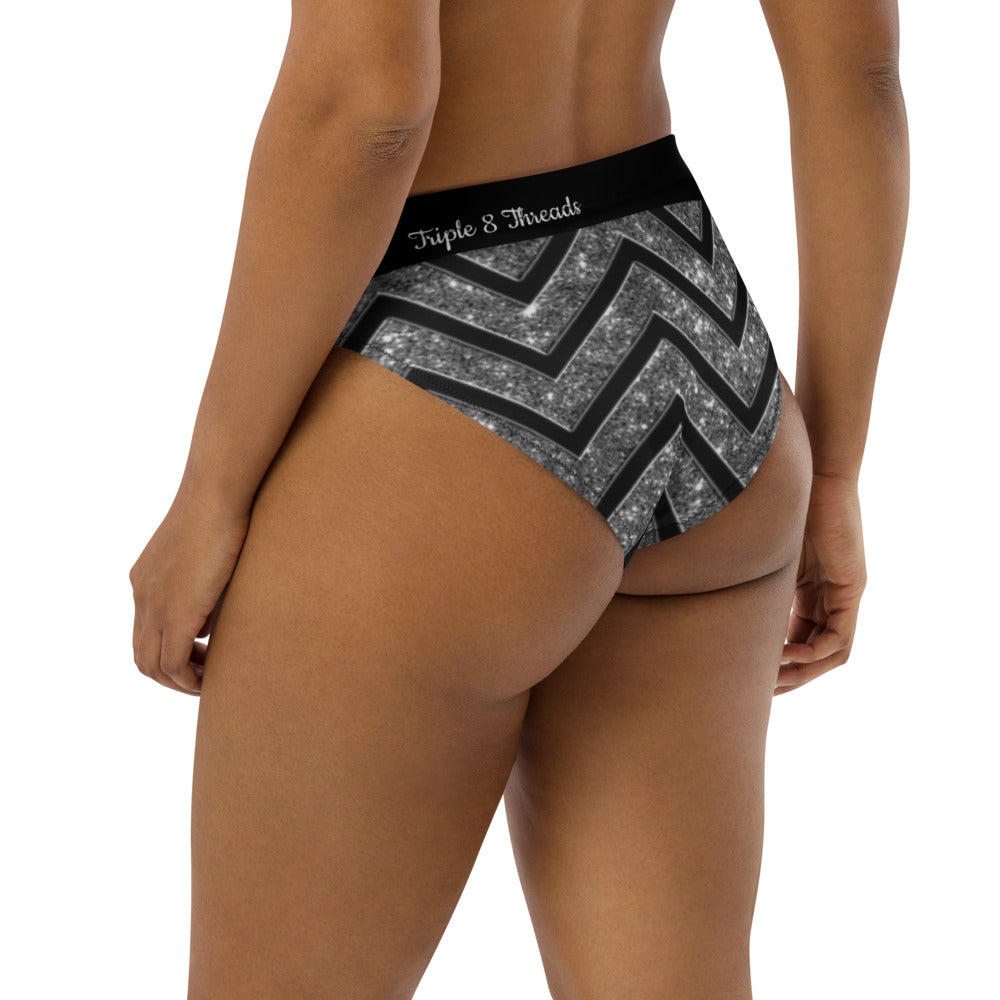 Silver n Black Coruscate High-Waisted Bikini Bottom