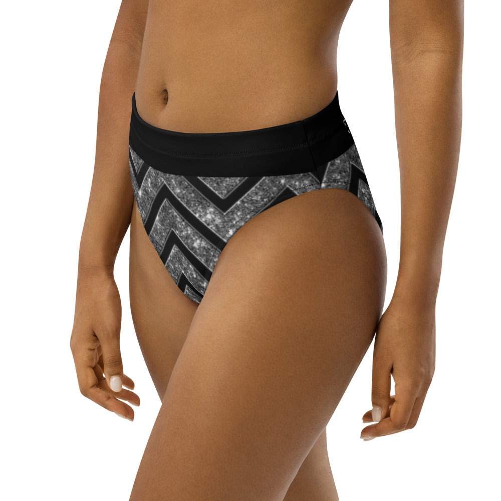 Silver n Black Coruscate High-Waisted Bikini Bottom