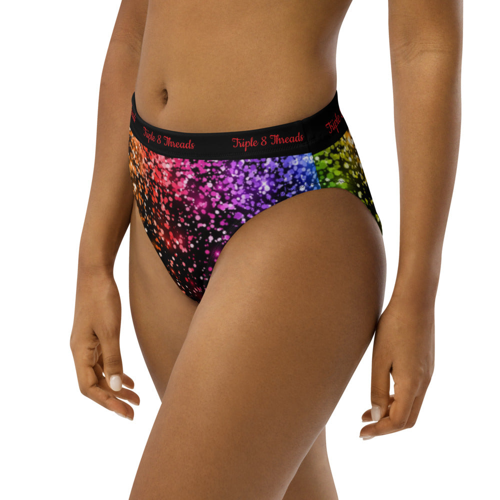 Black Rainbow Coruscate High-waisted bikini bottom