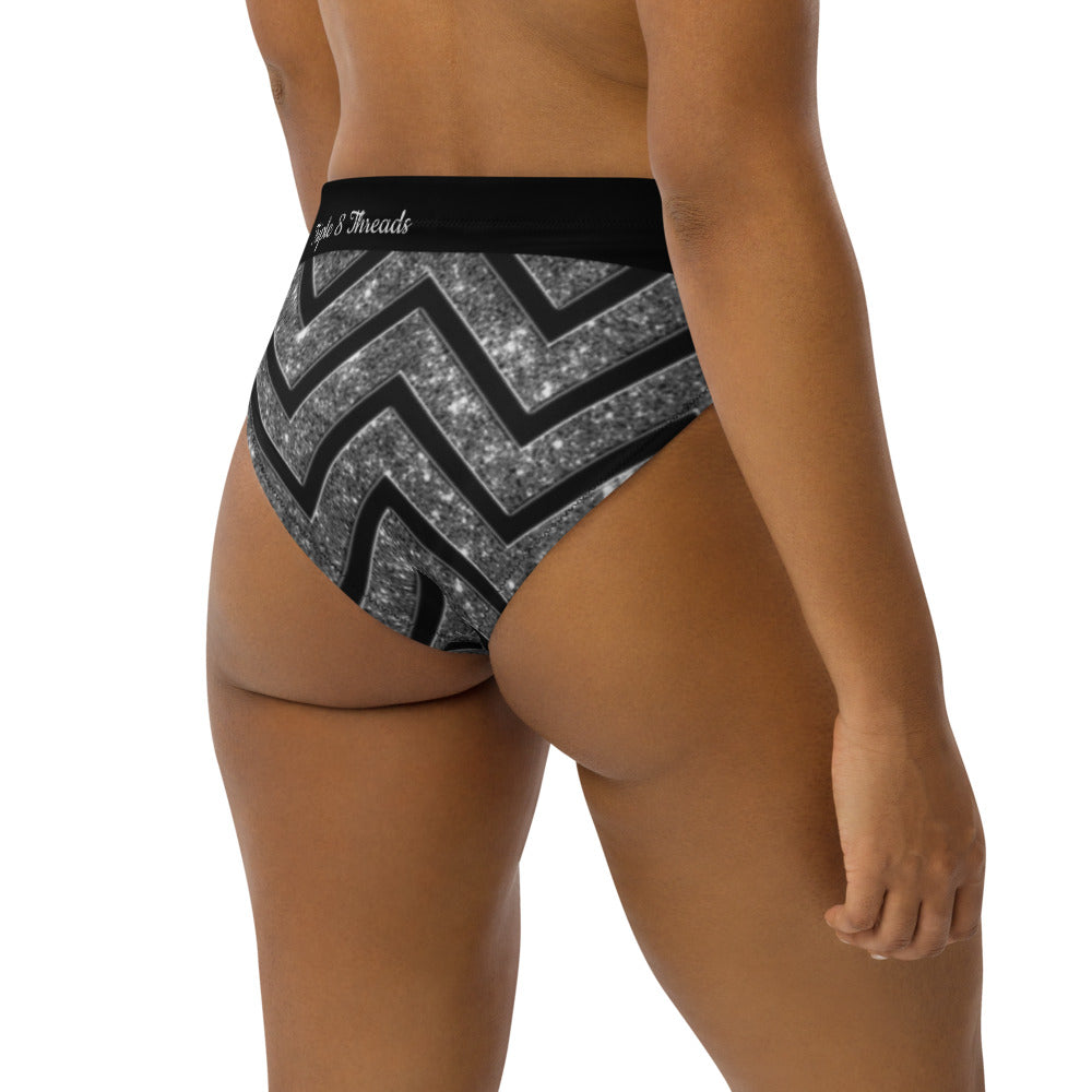 Silver n Black Coruscate High-Waisted Bikini Bottom