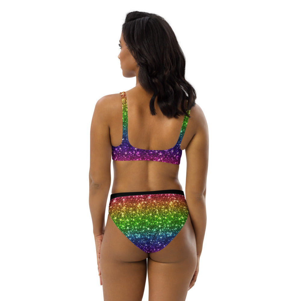 Rainbow Coruscate high-waisted bikini