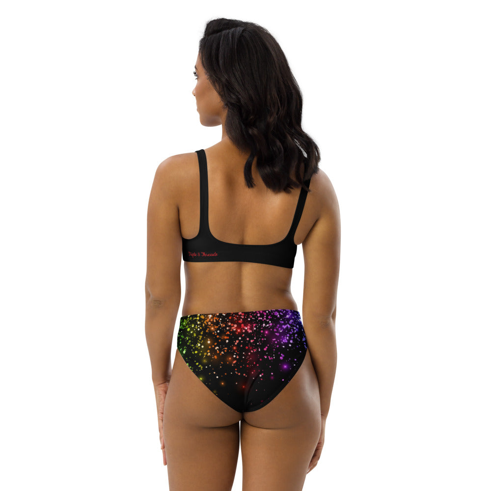 Black Rainbow Coruscate High-waisted bikini