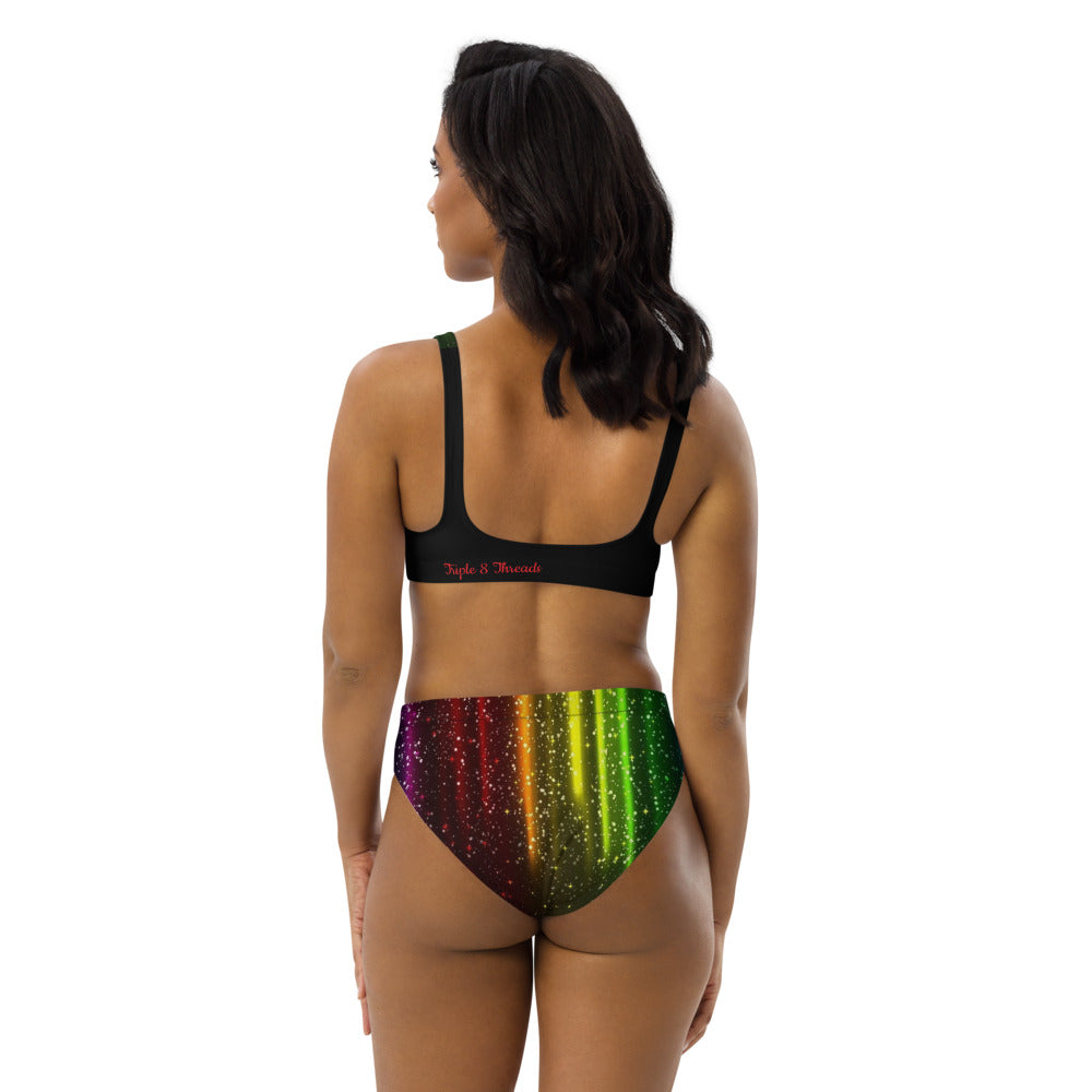 Rainbow Streak Coruscate High-waisted bikini