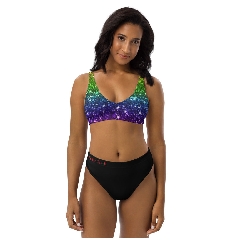 Rainbow Coruscate high-waisted bikini