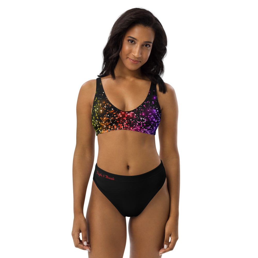 Black Rainbow Coruscate High-waisted bikini