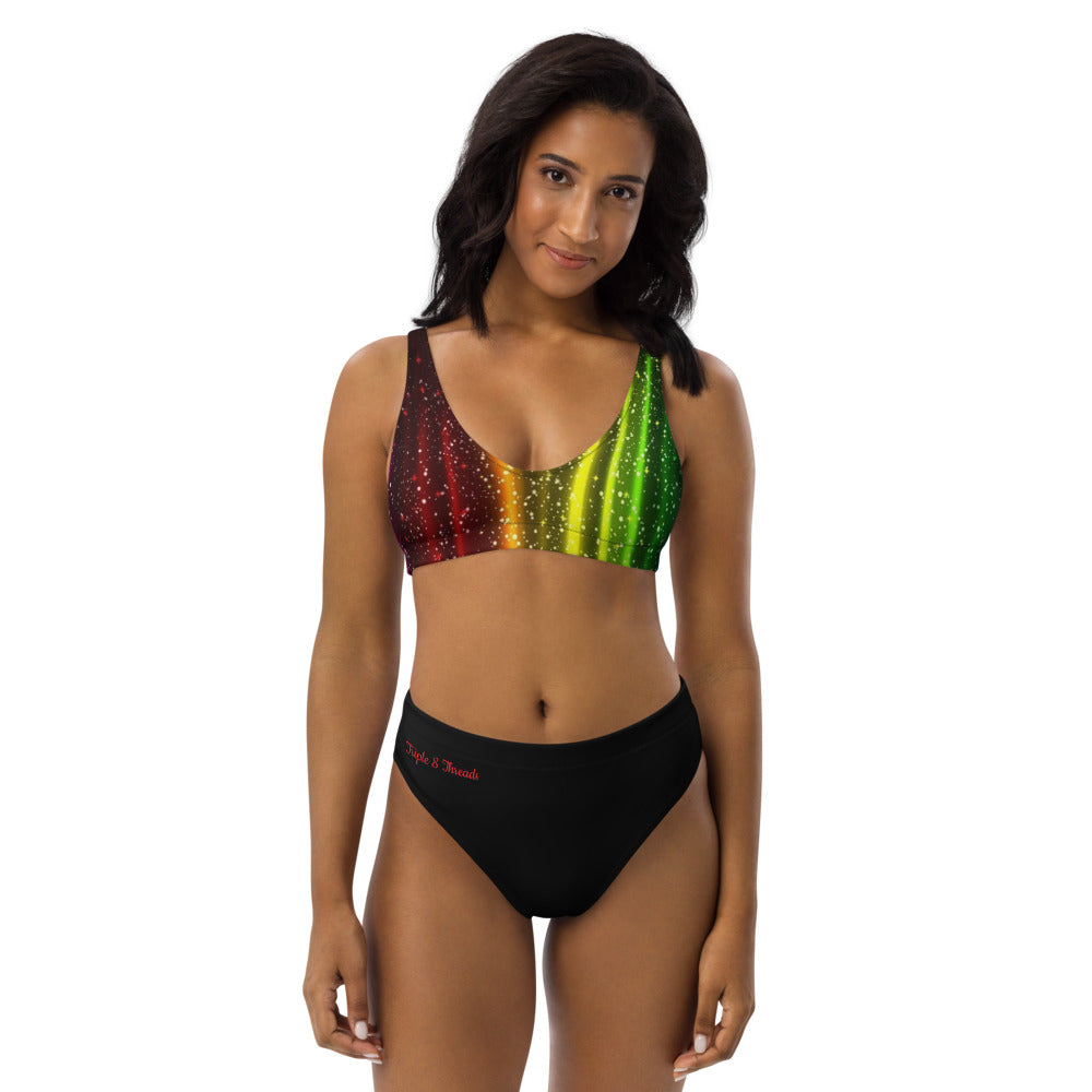 Rainbow Streak Coruscate High-waisted bikini