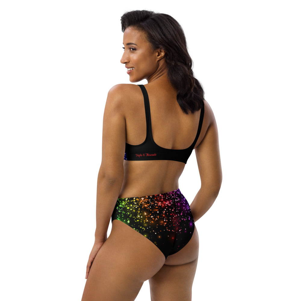 Black Rainbow Coruscate High-waisted bikini