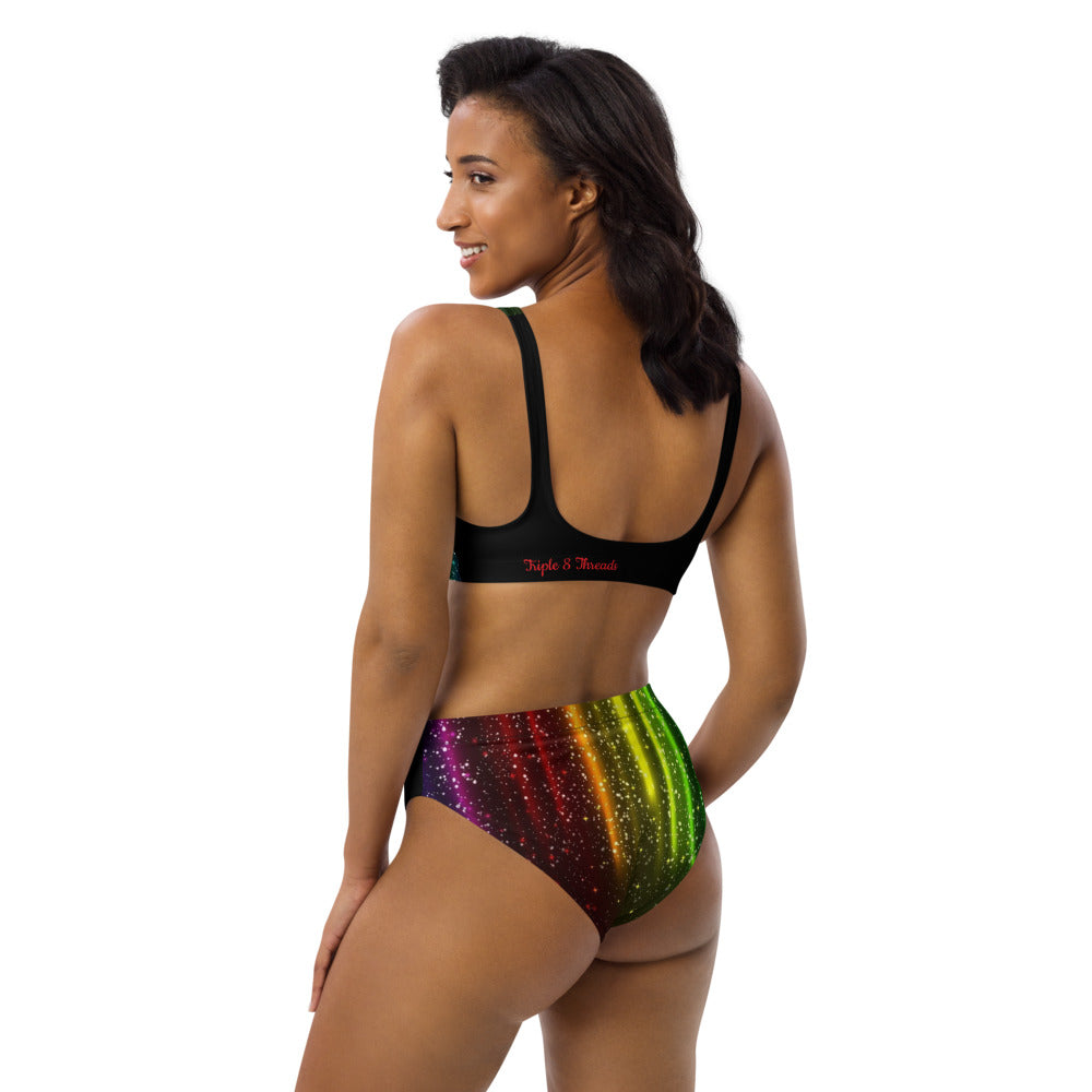 Rainbow Streak Coruscate High-waisted bikini