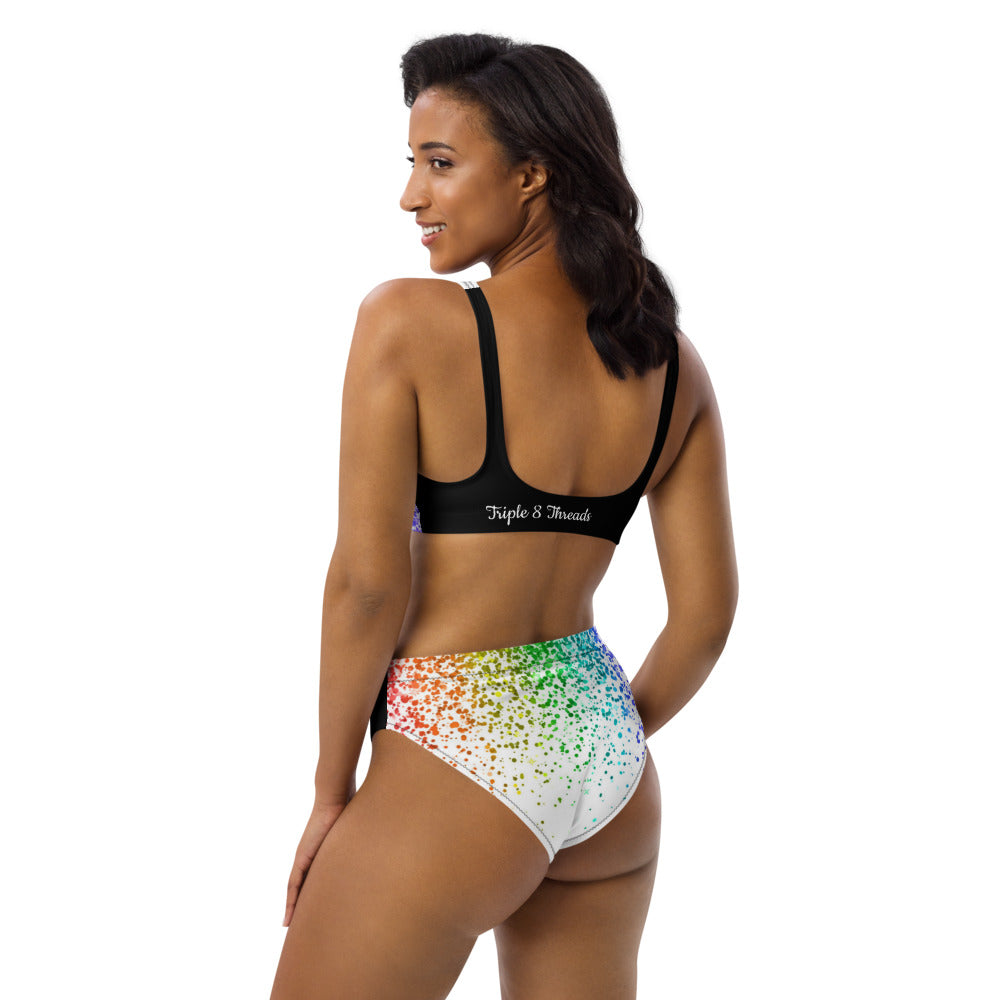 Rainbow Coruscate 2 High-waisted bikini