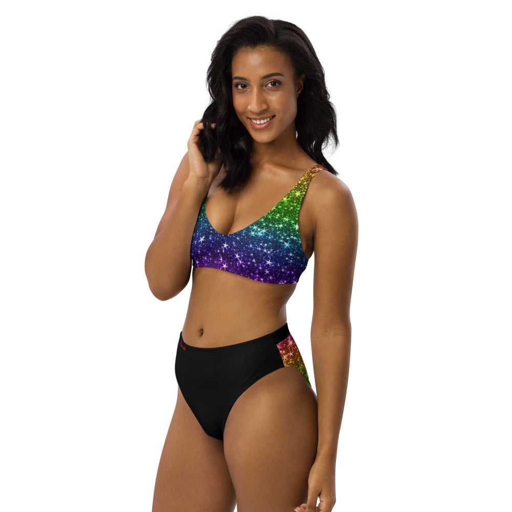 Rainbow Coruscate high-waisted bikini