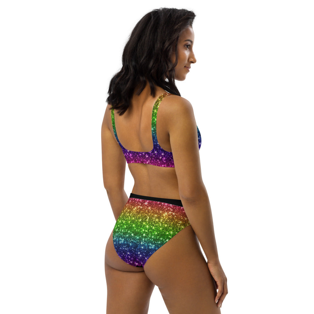 Rainbow Coruscate high-waisted bikini