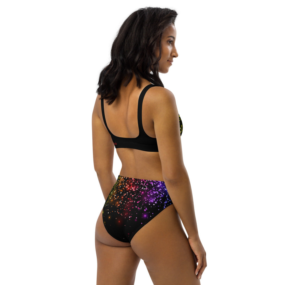 Black Rainbow Coruscate High-waisted bikini