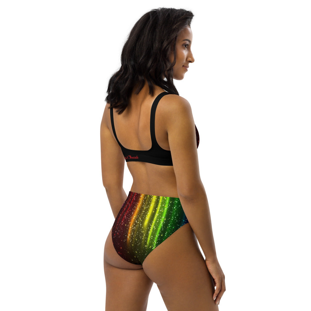 Rainbow Streak Coruscate High-waisted bikini