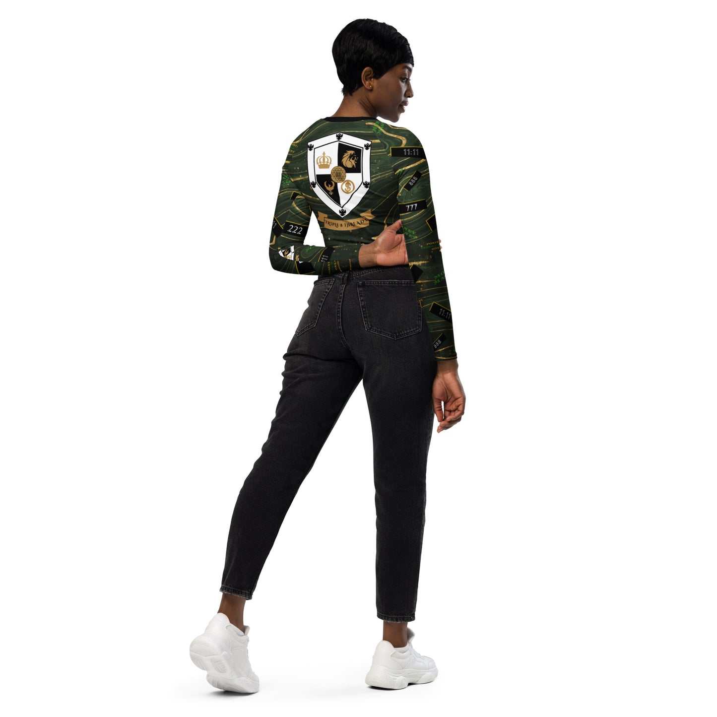 8xquiZit Collection T8T Women's Green Luxury Recycled long-sleeve crop top