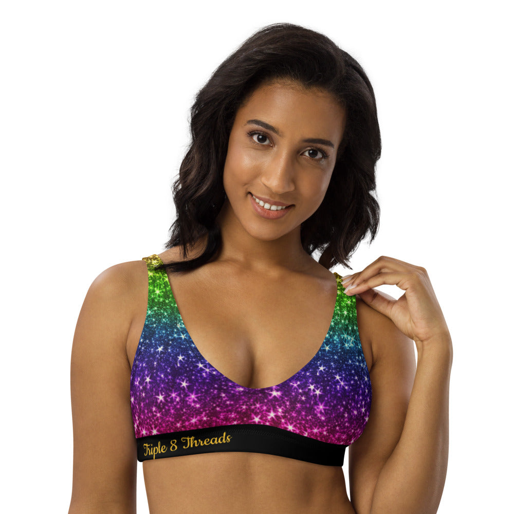 Rainbow Coruscate padded bikini top