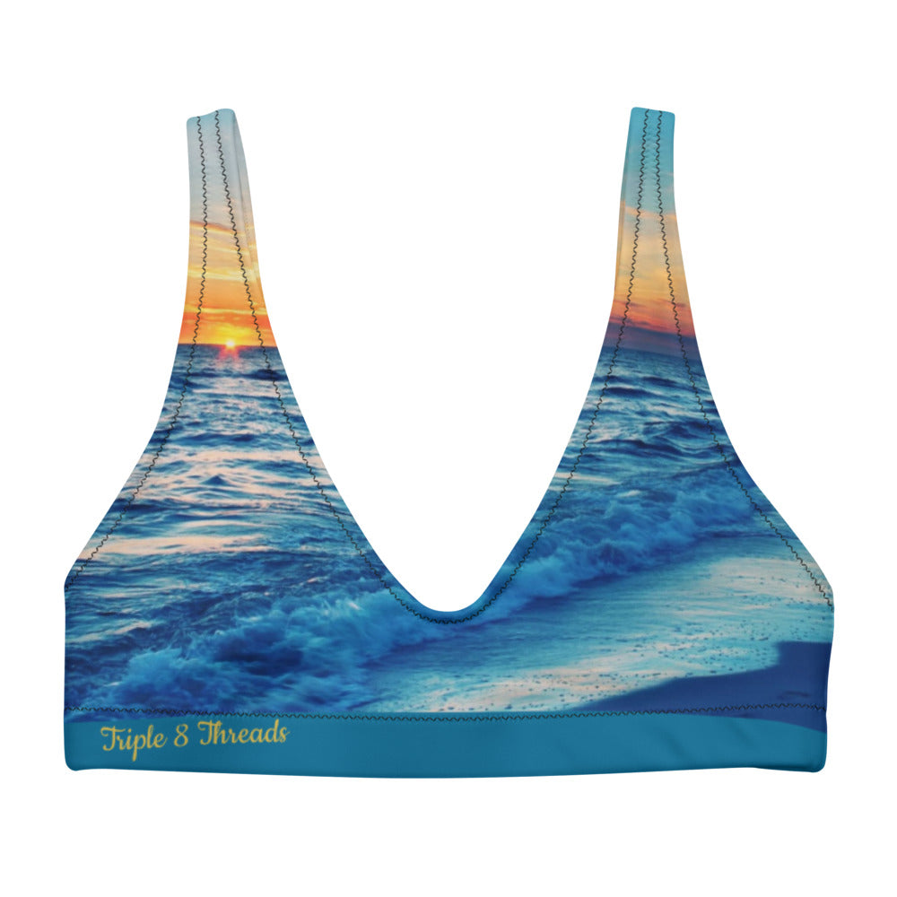 Beach Sunset Blue padded bikini top