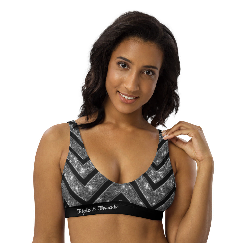 Silver n Black Coruscate Padded bikini top