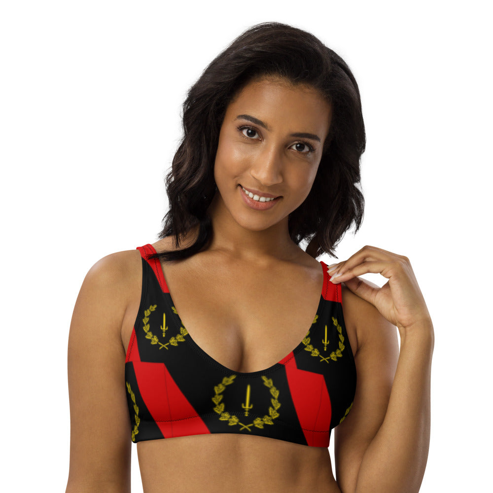 Black American Heritage Flag Recycled padded bikini top