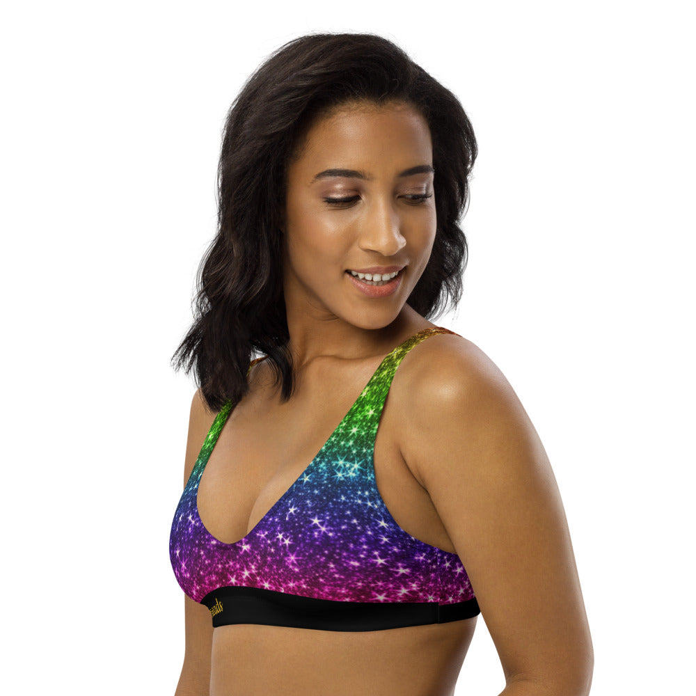 Rainbow Coruscate padded bikini top