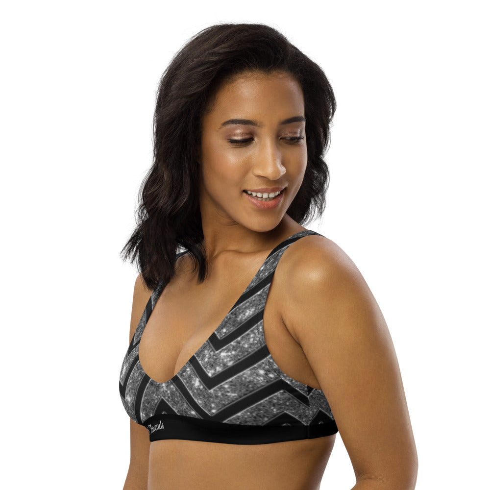 Silver n Black Coruscate Padded bikini top