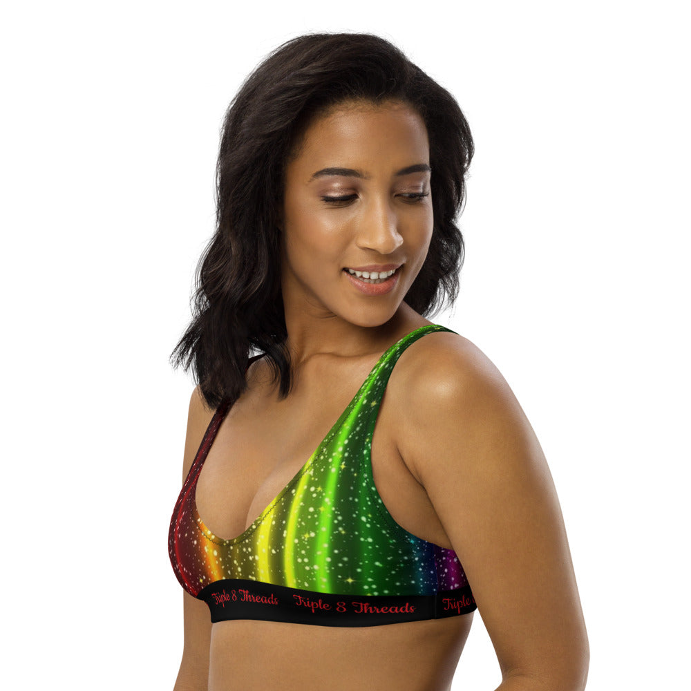 Rainbow Streak Coruscate Padded bikini top