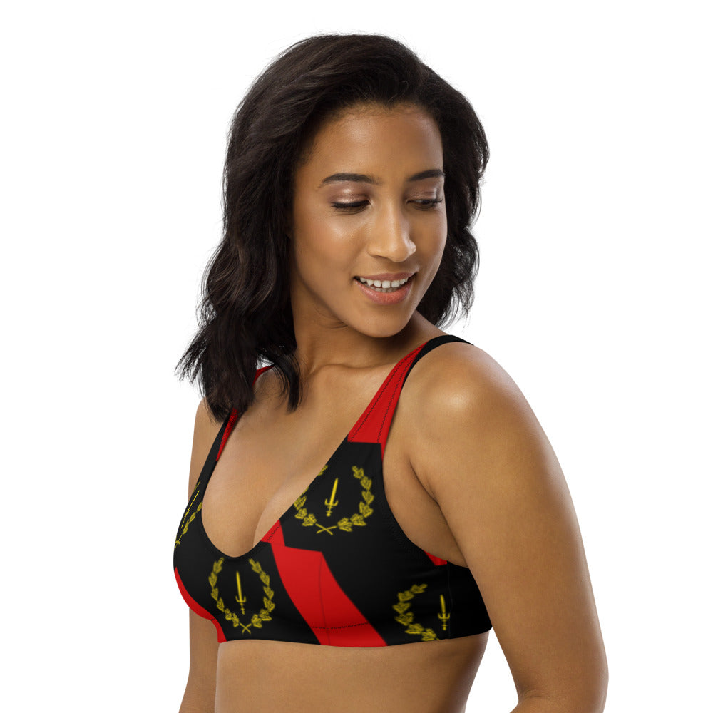 Black American Heritage Flag Recycled padded bikini top