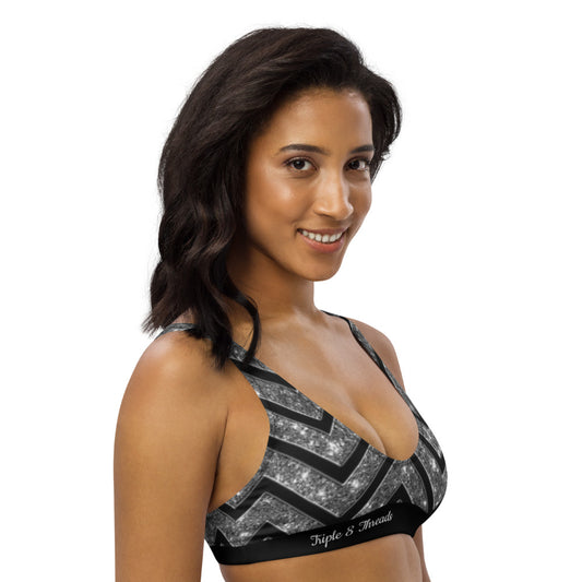 Silver n Black Coruscate Padded bikini top